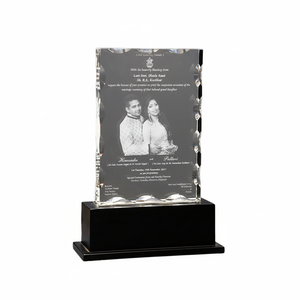 Marco de Fotos 3D de Cristal, Bloque de Cristal con Grabado Láser 3D, Trofeo de Cristal, Bloque de Fotos para Regalo de Aniversario de Bodas - Product Image 1