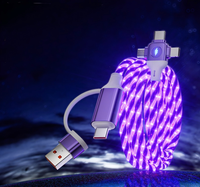 Cable de Carga para Teléfono Móvil 3 en 2 con Luz LED Intermitente, Cable USB Tipo-C de PVC