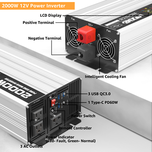 Onduleur de voiture d'entrepôt américain à onde sinusoïdale pure 1000W 2000W <span class=keywords><strong>3000W</strong></span> 12V DC à AC 110V 120V <span class=keywords><strong>Convertisseur</strong></span> de puissance - Product Image 2