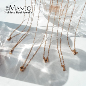 EManco inicial encanto 26 inglés <span class=keywords><strong>letra</strong></span> collar de acero inoxidable DIY alfabeto colgante nombre cadena joyería al por mayor - Product Image 1