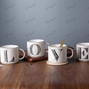 Life-Word Venta al por mayor Café Eslogan Tazas de cerámica Porcelana Drinkware <span class=keywords><strong>con</strong></span> Coffee Is My Love Language Prints - Product Image 2