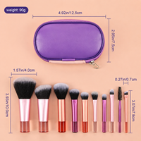 Benutzerdefiniertes Logo 10-teiliges Mini-Gesichts-Make-up-Pinsel-Set Etui Tragbare Reise-Kosmetikwerkzeuge Weiche Synthetische Haare Beauty-Kit Professionell