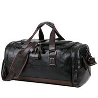 Bolsa de Viaje de Cuero PU Negra, Grande, de Lujo, Resistente al Agua, con Compartimento para Zapatos, para Hombre, 2026 China