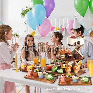 ชั้นวางเค้กไม้ 3 ชั้น ทรงกลม ทำจากไม้สนแท้ สำหรับตกแต่งงานเลี้ยงที่บ้าน - Product Image 1