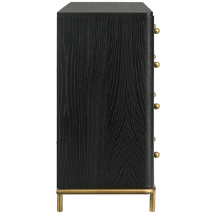<span class=keywords><strong>Commode</strong></span> moderne noire à 6 tiroirs en chêne massif écologique pour chambre à coucher - Product Image 3