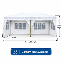 Tente de réception extérieure pliable résistante aux intempéries avec structure en acier et parois latérales à fenêtres arquées pour jardin et mariage