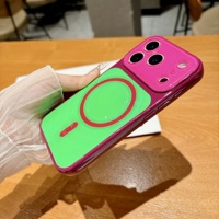Coque de téléphone magnétique de luxe à effet ondulé et couleurs contrastées pour iPhone 18 17 16 15 14 Pro Max avec grande fenêtre pour l'appareil photo et dos rigide