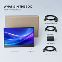 Monitor Portabel 15,6 Inci dengan Stand Terintegrasi FHD IPS USB C Layar Kedua Laptop OEM ODM