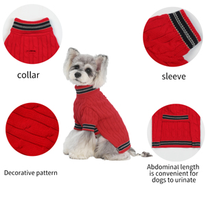 Pakaian Hewan Peliharaan Bergaris Merah untuk Anjing Kucing Jumpsuit Pullover Kostum Hewan Peliharaan Mantel Hoodie Anjing Pakaian Anjing Kecil Hangat - Product Image 3