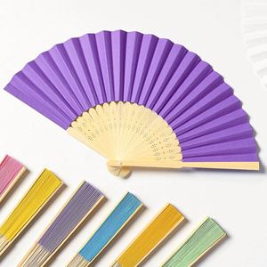 Wedding <b>Paper</b> Fan Bamboo Folk Art Decor with Painted <b>Patterns</b> for Home Business or Souvenir Handcrafted Model - Product Image 6