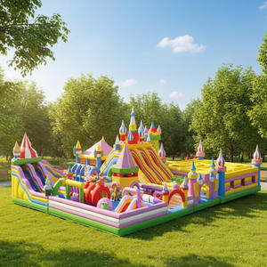 Grand château gonflable écologique pour enfants et adultes avec une capacité de plus de 500 kg, toboggan et labyrinthe - Product Image 1