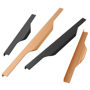 Quincaillerie d'ameublement en alliage d'aluminium Poignées de bordure pour armoires de cuisine Tiroirs Penderies-Design contemporain - Product Image 1