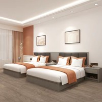 Modernes Holzpaneel-Schlafzimmermöbel-Set für Villen, Einzelbett und TV-Schrank, für Standard-Hotel- und Apartmentzimmer-Kombinationsmöbel