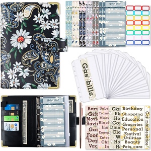 Creative leather ledger cash budget book tasca con cerniera raccoglitore con stampa a colori angoli in metallo PU <span class=keywords><strong>notebook</strong></span> A6 - Product Image 3