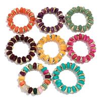 Bracelet pour femme, nouvelle arrivée, mignon, bijoux de poignet, pierres en plastique colorées, perles dorées irrégulières, bracelet extensible en acrylique, cadeau