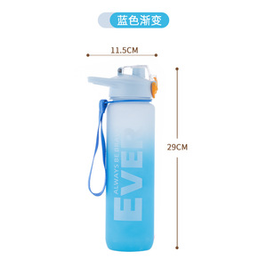 Nouvelle conception, bouteille d'eau portable de 1000 ml/1 L pour l'extérieur, avec couvercle en plastique, couleur dégradée, bouteille d'eau de sport motivante, camping - Product Image 6
