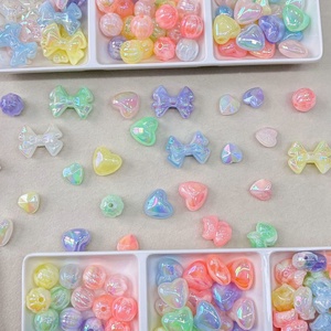 <span class=keywords><strong>Perles</strong></span> acryliques bicolores, finement pailletées, effet UV, qui brillent dans le noir, en forme de nœud, cœur, poney, citrouille, à trou droit, en vrac, pour loisirs créatifs - Product Image 1