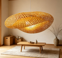 Lustre d'intérieur en bambou et rotin, lampe suspendue tressée à la main pour restaurant, abat-jour en bambou fait main, luminaires suspendus contemporains