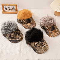 Novedad transfronteriza: Gorra de béisbol con peluca de camuflaje para hombre, estilo urbano, con visera, protección solar