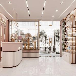 Stand de vente au détail personnalisable pour les cosmétiques |   Meubles modernes pour magasin de maquillage et design de meuble à maquillage en bois - Product Image 6