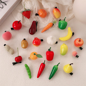 Pinza de Pelo con Diseño de Fruta Simulada de Cristal para Mujer, Accesorio Creativo Hecho <span class=keywords><strong>a</strong></span> Mano y Personalizado para el Cabello Rebelde y Flequillo - Product Image 1