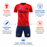 Ensemble de maillots et shorts de football personnalisés, uniformes d'équipe personnalisés, respirants, à séchage rapide, vente en gros pour les clubs et les écoles avec nom et numéro