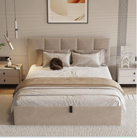 Lit de rangement relevable taille Queen, tête de lit moderne rembourrée, cadre de lit plateforme taille King rembourré avec rangement
