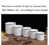 Tasse Émaillée Blanche Sublimation pour Cadeaux Noël Vente Chaude 350ml 500ml 750ml 1200ml 3000ml, Mug de Camping, Tasse à Café, Tasse à Lait
