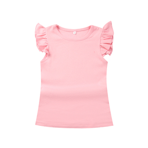 Abbigliamento Boutique per bambini in cotone 100% personalizzato 1-14 anni t-shirt in bianco con maniche a mosca magliette da <span class=keywords><strong>bambina</strong></span> camicie con volant da ragazza - Product Image 6