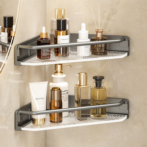 Étagère triangulaire pour salle de bain 50x30cm, support mural d'angle pour toilettes et douche - Product Image 2