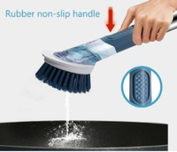 Brosse à vaisselle multifonctionnelle avec support à long manche Brosse à vaisselle distributrice de savon Brosse de cuisine pour le nettoyage des casseroles et des éviers
