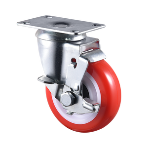 VIMA Universal Red 3 to 5 Inches Swivel Castor PU PP 100kg-150kg Heavy Duty Ball Bearing EN12532 Certified <b>Trolley</b> Caster - Product Image 5