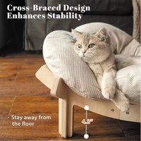 Lit surélevé pour chat, canapé en bois pour animaux de compagnie avec coussin moelleux, fauteuil inclinable surélevé, mobilier pour chat, maison pour chat, canapé-lit pour animaux de compagnie d'intérieur