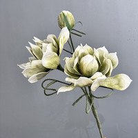LE-432 Ramo de Magnolia Artificial de Alta Calidad con Tacto Real, Arreglo Floral de EVA para Decoración de Bodas y Hogar, OEM ODM
