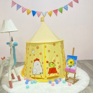 Carpa de juegos infantil para interiores, amarilla, de poliéster, fácil de montar, casa de juegos para niños y niñas - Product Image 1