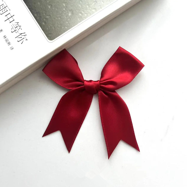 Factory Direct Sale 2.5cm Polyester Ribbon with Tail End Hand-Knotted Gift Box Packaging Decoration Bow DIY Accessories Ribbon