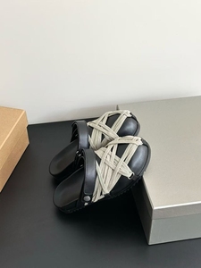 Handmade top-quality leather shoelaces couple <b>slippers</b> with soft sole and anti-slip design, suitable for casual walking. - Product Image 5