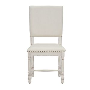 DB TOPMAX Cream Vintage Sillas de comedor tapizadas de 2 piezas tradicionales con respaldo acolchado - Product Image 6