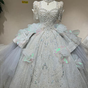 ชุดเดรสยาวแต่งระบายสำหรับผู้หญิงชุดเดรสแต่งเลื่อมเอวธรรมชาติแขนปกติระยิบระยับสำหรับ DW0009 - Product Image 2