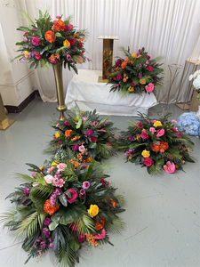 IFG Ventes Flash Guirlande Florale Artificielle Rose Vif <span class=keywords><strong>Orange</strong></span> Verdure Tropicale pour Décoration de Mariage et Fêtes - Product Image 4