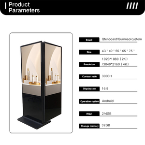 Qtenboard 4k LCD media player 43 49 55 65 inch tầng thường vụ dọc kỹ thuật số biển đôi cảm ứng hai mặt màn hình quảng cáo - Product Image 4