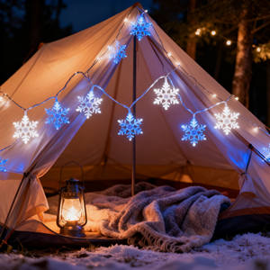 きらめくスノーフレークライト屋外LEDストリングライトLEDライトバッテリー式ベッドルームパティオガーデンパーティークリスマス装飾 - Product Image 1