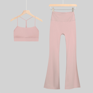 Ensemble de yoga taille haute pour femme, vêtements de sport et d'entraînement, tenue de gym grande taille avec logo frontal, motif uni, vente en gros - Product Image 2