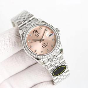 Montre pour femme Drioshipping, cadran violet, 36 mm, bracelet en acier inoxydable 904L avec diamants, logo personnalisable, montre mécanique, cadeau idéal - Product Image 4