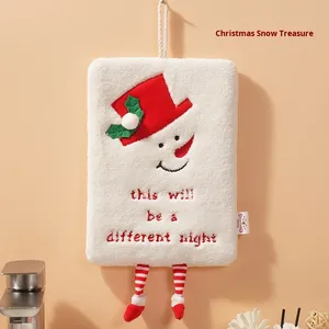 New Pachy Bear Christmas Home Toalla de mano-Hangable Thicken Coral Fleece Cocina Absorbente Diseño de dibujos animados de secado rápido - Product Image 6