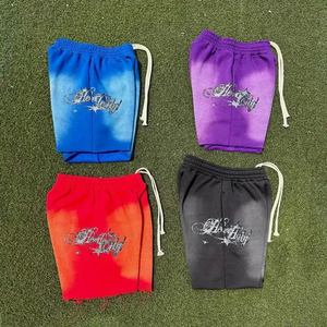 Custom Printed Vintage Distressed Acid Wash <b>Shorts</b> Breathable Mid-Waist Summer Active Wear <b>Men's</b> <b>Jogging</b> <b>Shorts</b> Letter Pattern - Product Image 3