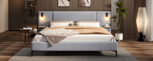 Cama King Size de Lujo con Estructura de Madera Tapizada, Diseño Moderno, Cama Doble, Muebles de Dormitorio para Sala de Estar - Product Image 6
