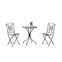 Ensemble bistrot mosaïque d'extérieur, 2 chaises, 1 table, mobilier de patio pliable