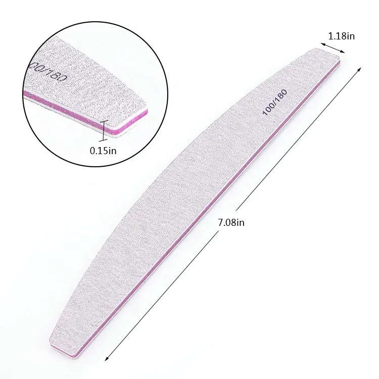 Professionale Bordo di Smeriglio Manicure Pedicure Strumenti di Arte Su Ordinazione Logo Double-Sided Nail File Set 180 150 80 100 Grit lima per unghie