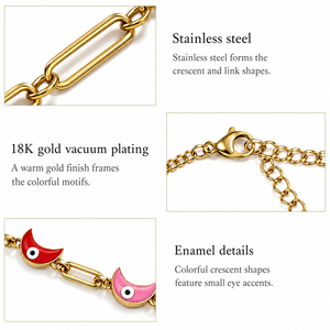 Collier en forme de croissant de lune en acier inoxydable avec options de couleur or et argent, chaîne réglable de 45 cm - Product Image 2